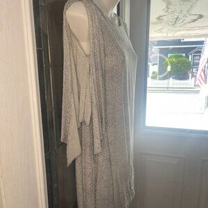 H&M Off White Black / Brown Polka Dot Abstract BOHO Tunic Open Sleeves SZ 2